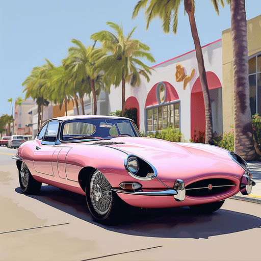 Jaguar E Type Car Pastel Colors