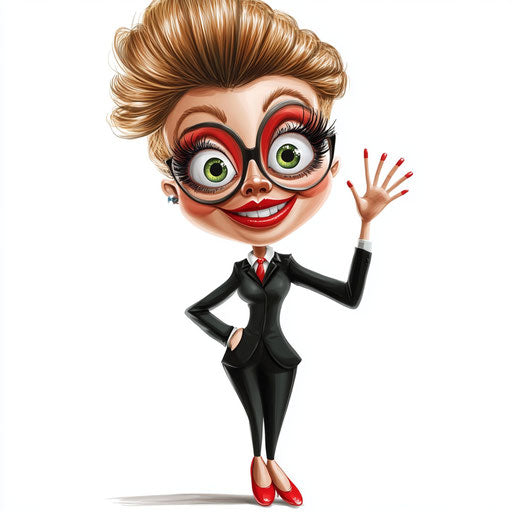 Humorous caricature of an office clipart with exaggerated human characteristics