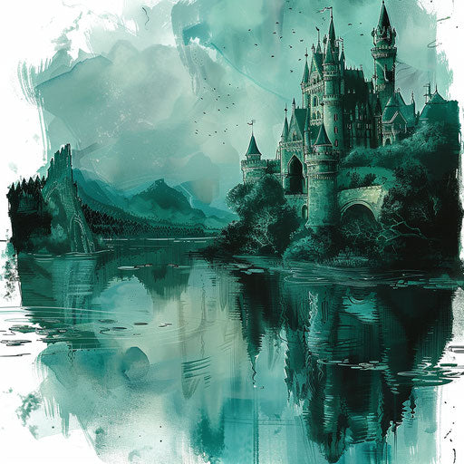 Tranquil castle by serene lake