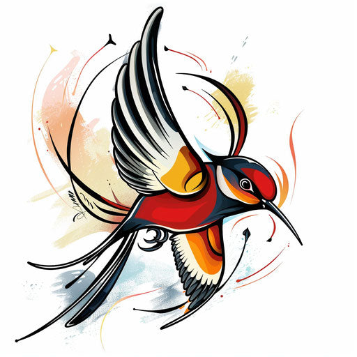 Stylized swallow in pop art against white background