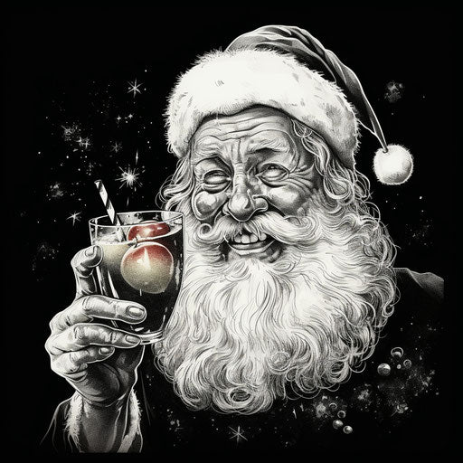 Santa Claus with a straw and an apple
