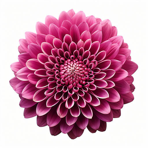 Purple chrysanthemum on white background, dark pink and dark brown style, intense coloration, bloomcore, award-winning