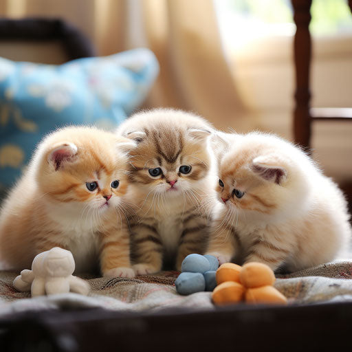 Exotic shorthair cat kittens playing