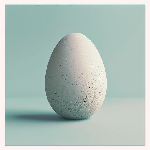 Egg in photo realistic style on blue background, soft focus