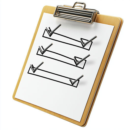 Realistic icon of a clipboard with checkmarks