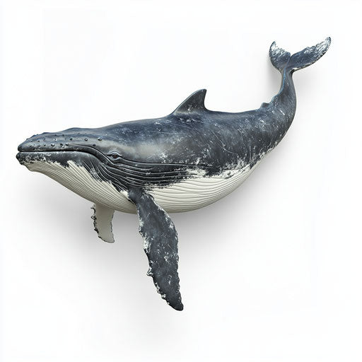 3D whale on flat white background, isolated clipart