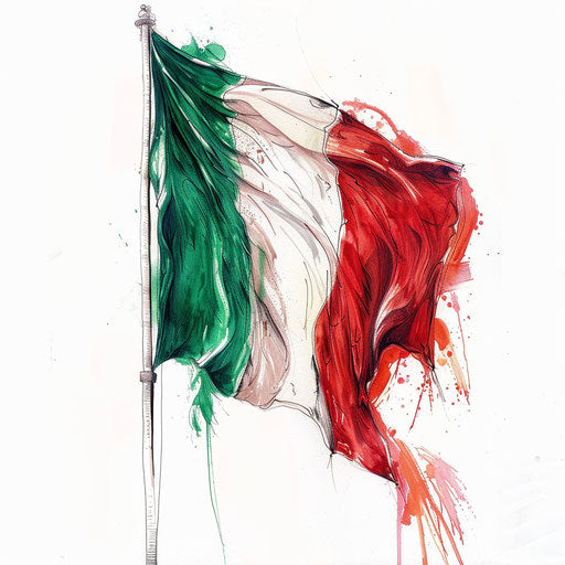Artistic Italian flag tattoo design on white background