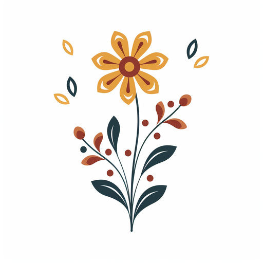 Minimalist flower design clipart on white background
