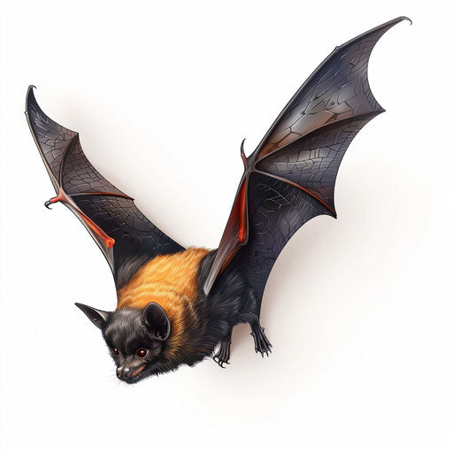 Realistic bat on white background, bright colors