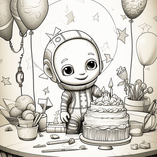 Happy Birthday coloring page, OSGEMEOS, Bikash Bhattacharjee