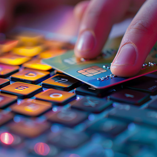 Hand typing on keyboard for online payment