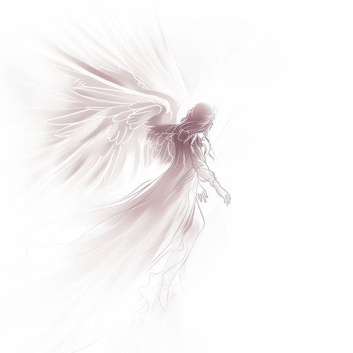Ethereal guardian angel tattoo sketch on white background
