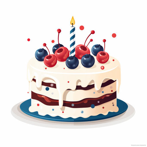 Minimalist style birthday cake clipart on white background