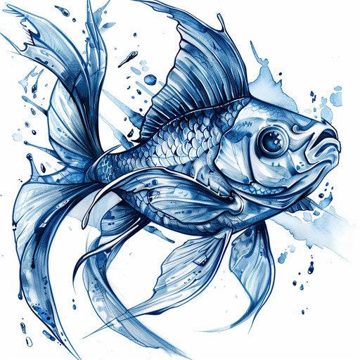 Drawing of an ice-themed fish tattoo