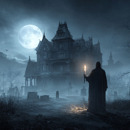 Chilling Halloween scene with a spectral figure