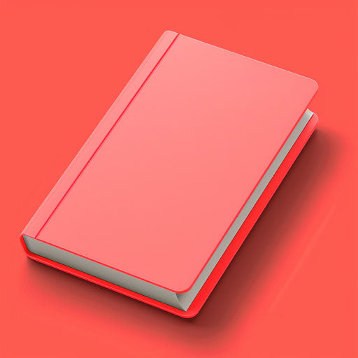 Photorealistic book clipart on vibrant coral background