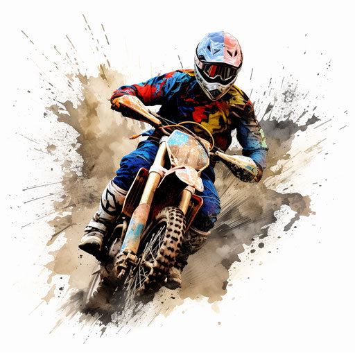 Off-road bike drawing in the style of Impressionistic Art