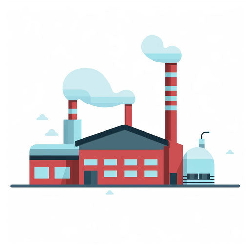 Minimalist style factory clipart, on white background