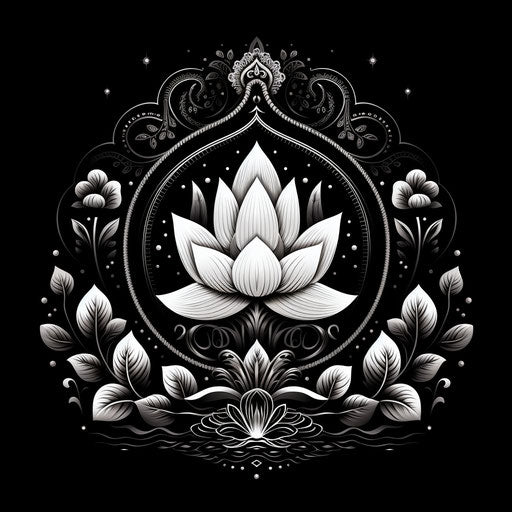 Lotus flower in black and white, Indian pop culture