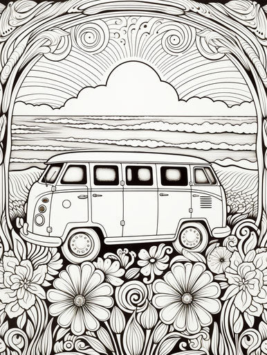 Beach van coloring