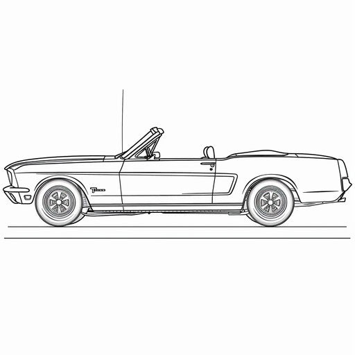 Outline of a convertible car, coloring book page