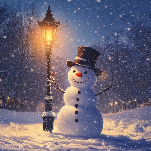 Frosty the Snowman at dusk