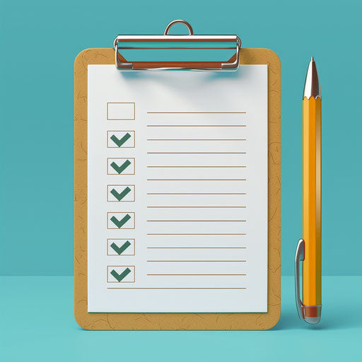 Checklist clipart on flat brandomlue background