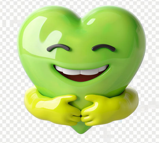 Smiling emotion with green heart, candid moments