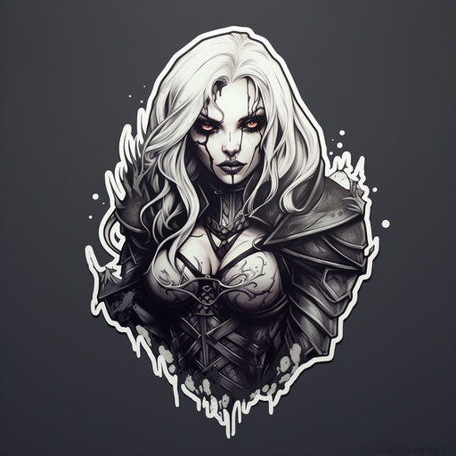 Halloween slayer stickers in the style of Andreas Rocha