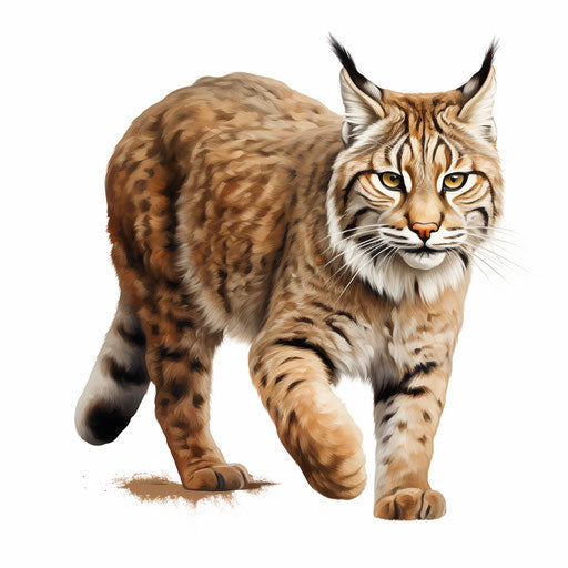 Bobcat illustration in the style of Oil painting, on white background