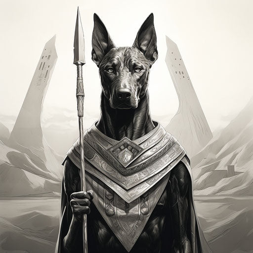 Dog with Spear in Egyptian Style, Realistic and Captivating