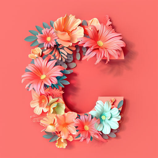 Photo realistic letter c clipart on vibrant coral background
