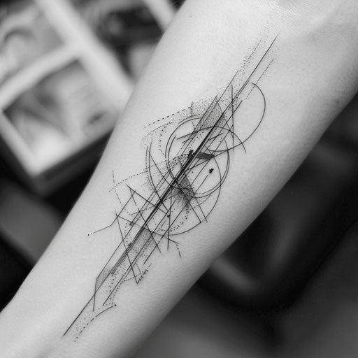 Abstract geometric single-line tattoo sketch