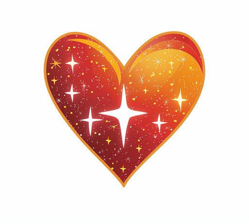 Heart with stars on white background, in princesscore style
