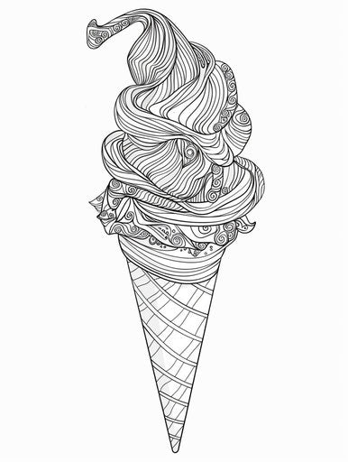 Happy birthday coloring page with an ice cream cone