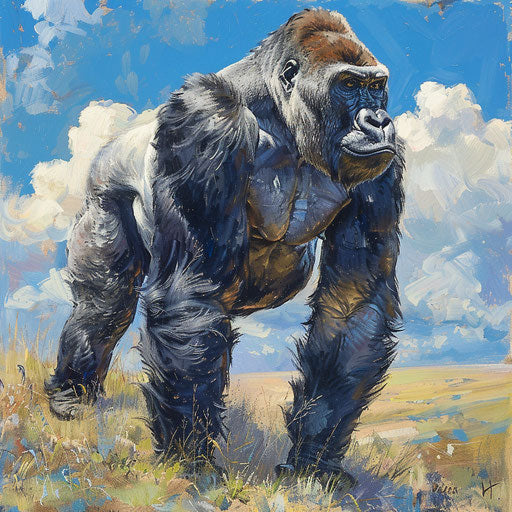 Majestic silverback gorilla surveys territory from high vantage