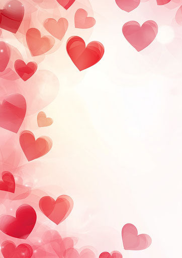 Red and pink hearts on white background for Valentine's Day