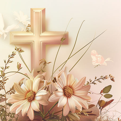 Religious Easter clipart in photo realistic style with a flat random background