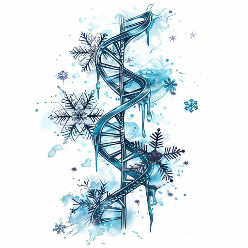 Winter-themed DNA tattoo sketch