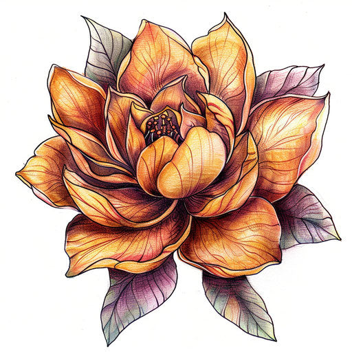 Zen-inspired tattoo sketch of an amber rose