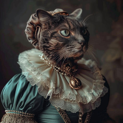 Tortoise cat dressed like a woman