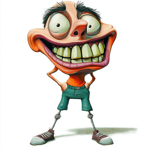 Humorous caricature of an among us clipart with human features