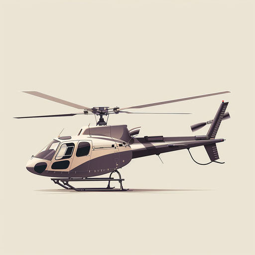Helicopter clipart in realistic style on flat cream background