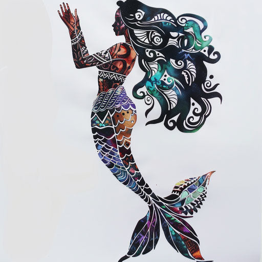 Polynesian-inspired mermaid tattoo