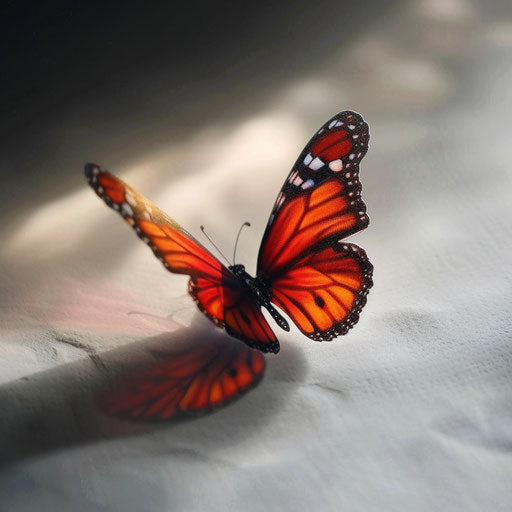 3D red and orange butterfly tattoo on white canvas