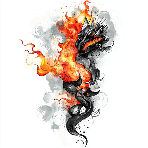 Mafia tattoo sketch with fire and smoke elements