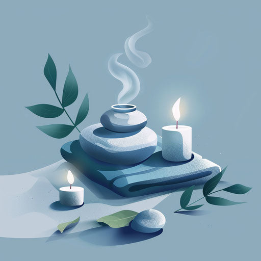 Realistic massage clipart on flat indigo background