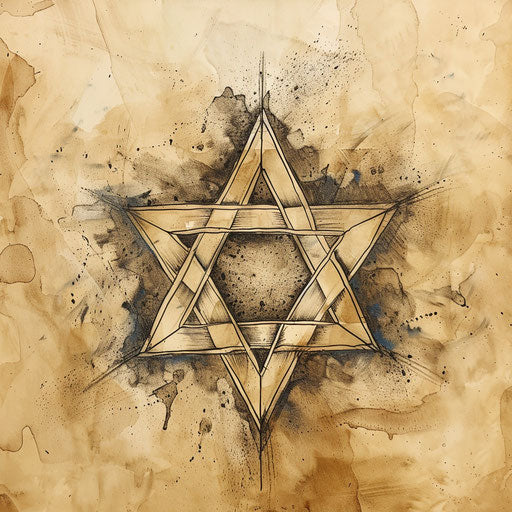 Hand-drawn tattoo sketch of a Star of David with organic lines
