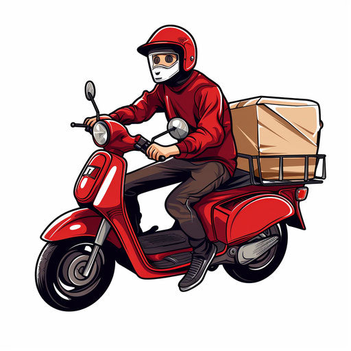 Delivery clipart in the style of Chiaroscuro Art, on white background