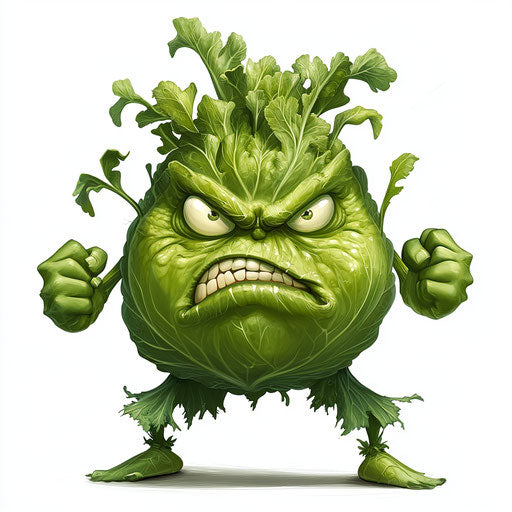 Humorous caricature of a cabbage clipart with human characteristics